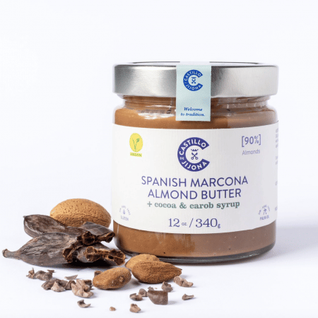 Kakao og carob-sirup Mandelsmør af marcona-mandler