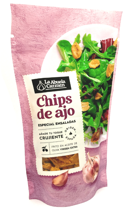Chips af sprødstegt hvidløg m/ekstra jomfruolivenolie - 55 g 1 sprøde chips af hvidløg